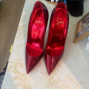 Christian Louboutin Metallic Red Patent Pointed-Toe Heels